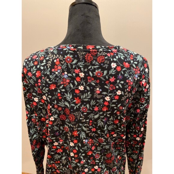 Croft & Barrow Blouse Size Large Top 100% Cotton V Neck Floral + Stretch Casual - Picture 5 of 8